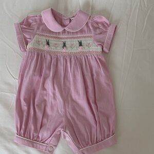 Rachel Riley Pink Striped Baby Romper